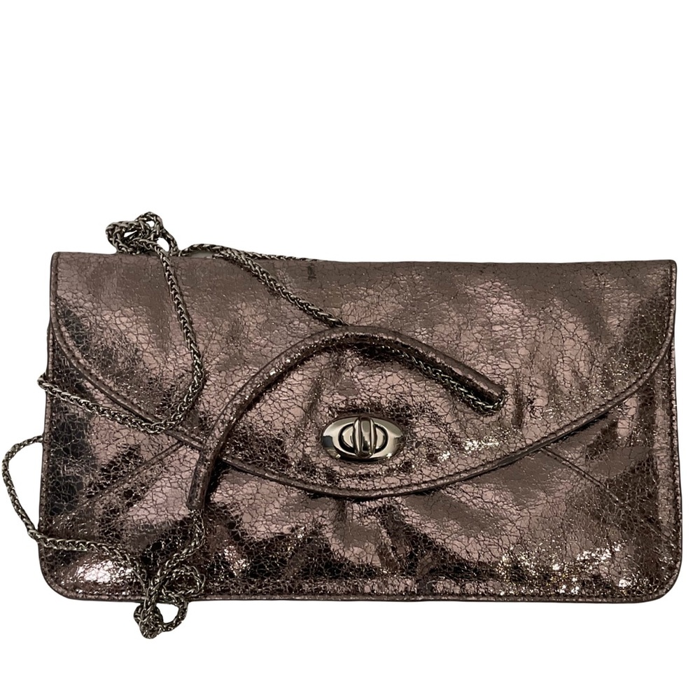 Sorial Rubina Coco Snakeskin Embossed Leather Clutch Crossbody Bag.